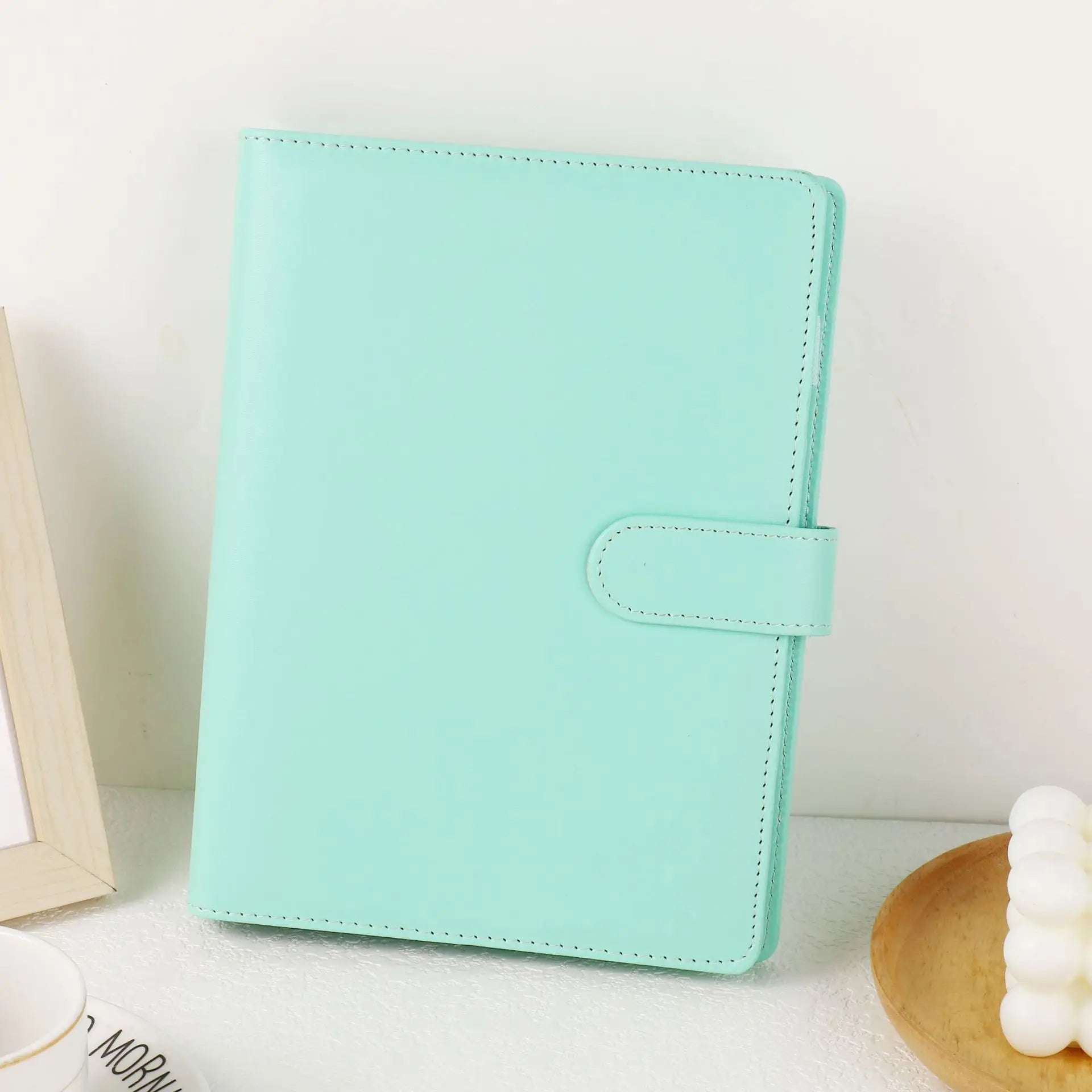 A5 Faux Leather Ring Binder Organizer with Ring Mechanism Replaceable Pages Snap Closure Planner Diary and Photo Album in One