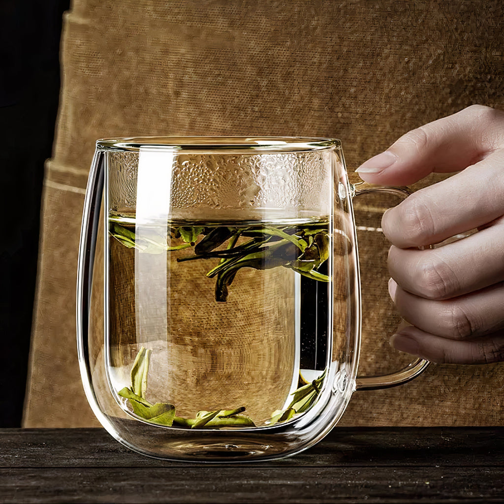 Doppelwandige Kaffeegläser aus Glas mit Henkel, 350 ml (11,8 fl oz), Schwebeeffekt und Isolierend