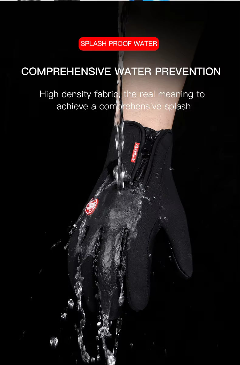 Thermohandschuhe Winddicht mit Touchscreen-Funktion, Silikongriff, Reißverschluss, Unisex