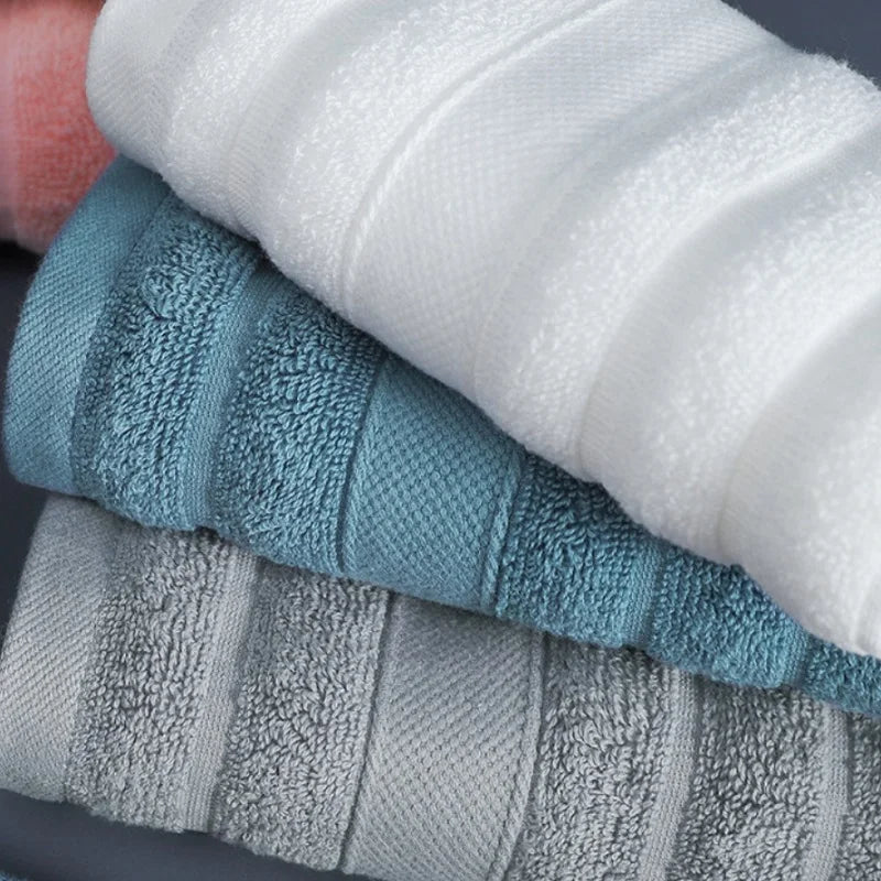 Cotton Face Towels Set of 4 Square Absorbent with Ribbed Texture 35x35 cm (13.8 × 13.8 in) for Bath Fitness and Travel