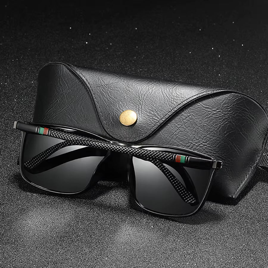 Sunglasses with Polarized Lenses and UV400 Protection, Square Frame with Spring Hinges