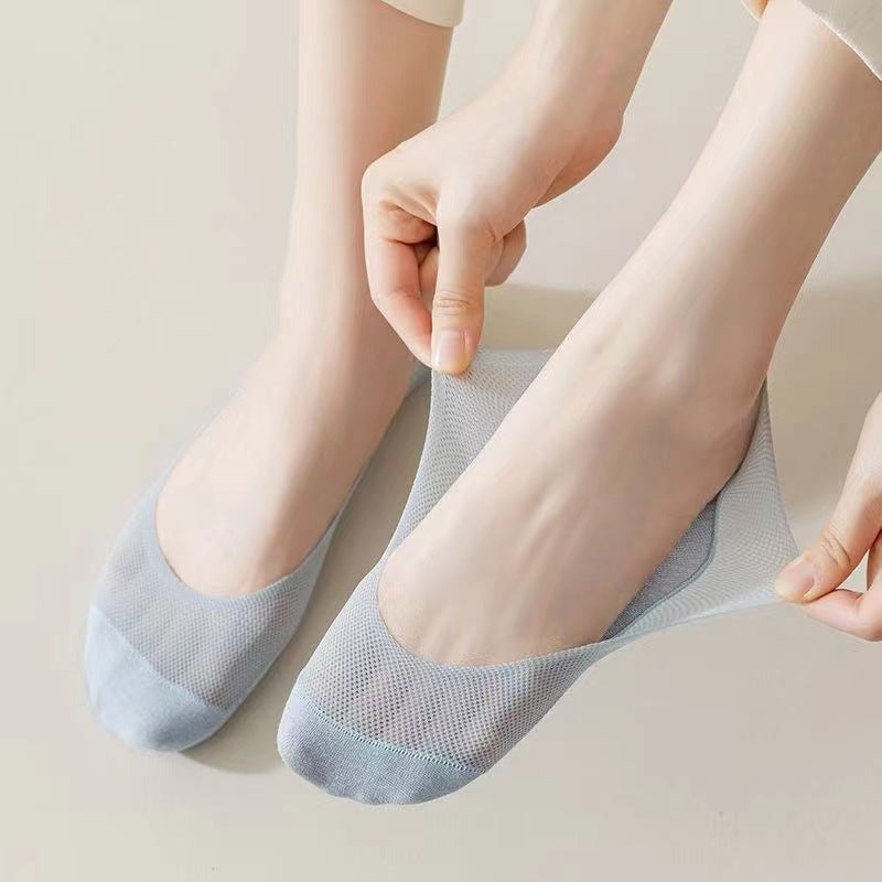 Füßlinge Damen Unsichtbar mit Silikonhalt, Netzobermaterial, für Ballerinas und Pumps
