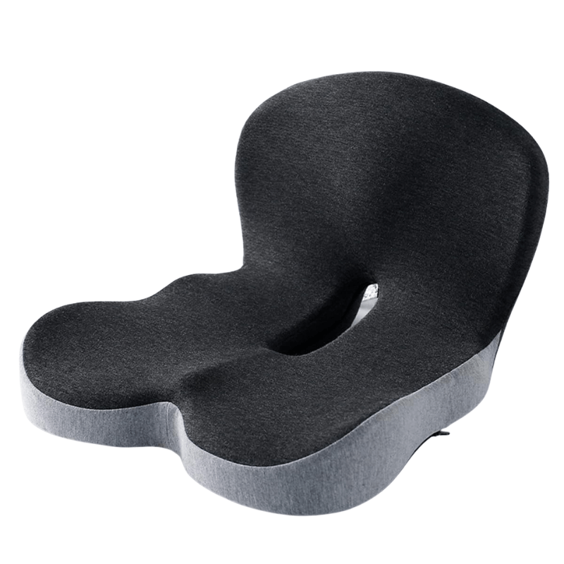 Ergonomic Memory Foam Seat Cushion with Coccyx Cut-out, Removable Cover for Office, Car, and Home