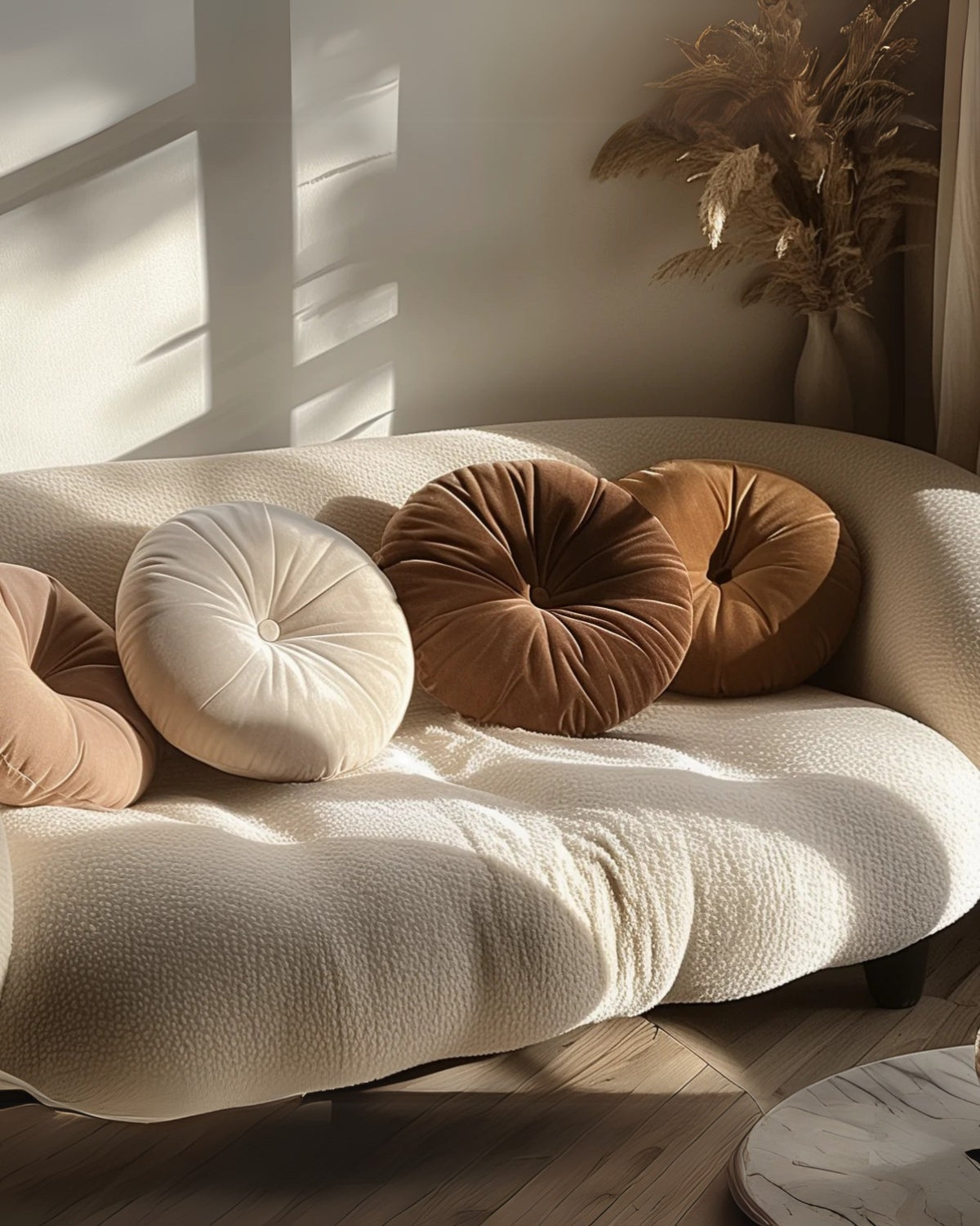 Veloura Rond – Luxuriöses Samtkissen in Runde Form