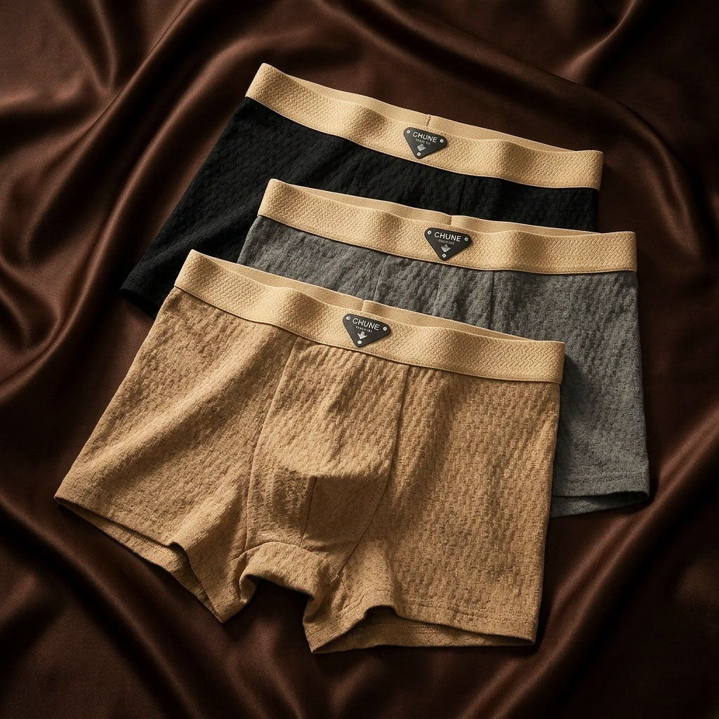 Organic Cotton Boxers with Textured Knit and Wide Waistband, Trunk Cut, Breathable