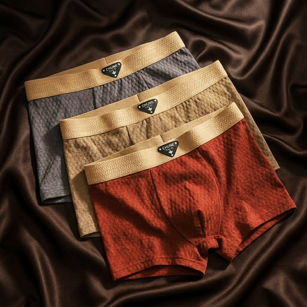 Organic Cotton Boxers with Textured Knit and Wide Waistband, Trunk Cut, Breathable