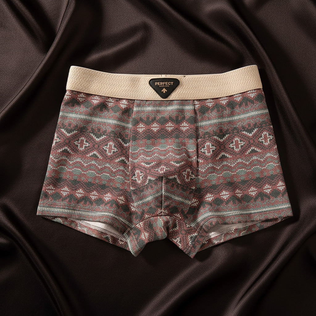 Men's Cotton Blend Boxer Shorts with Knitted Pattern, Wide Waistband