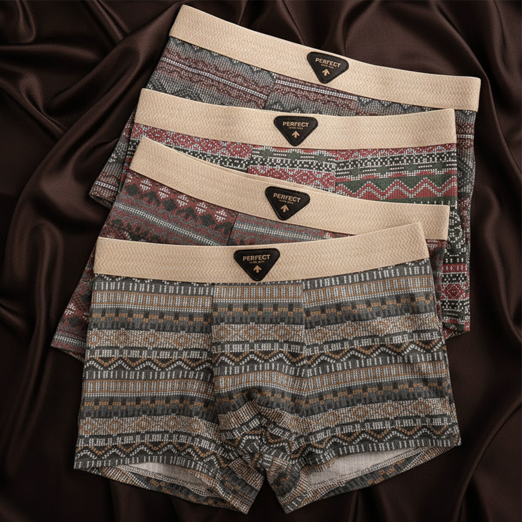 Men's Cotton Blend Boxer Shorts with Knitted Pattern, Wide Waistband