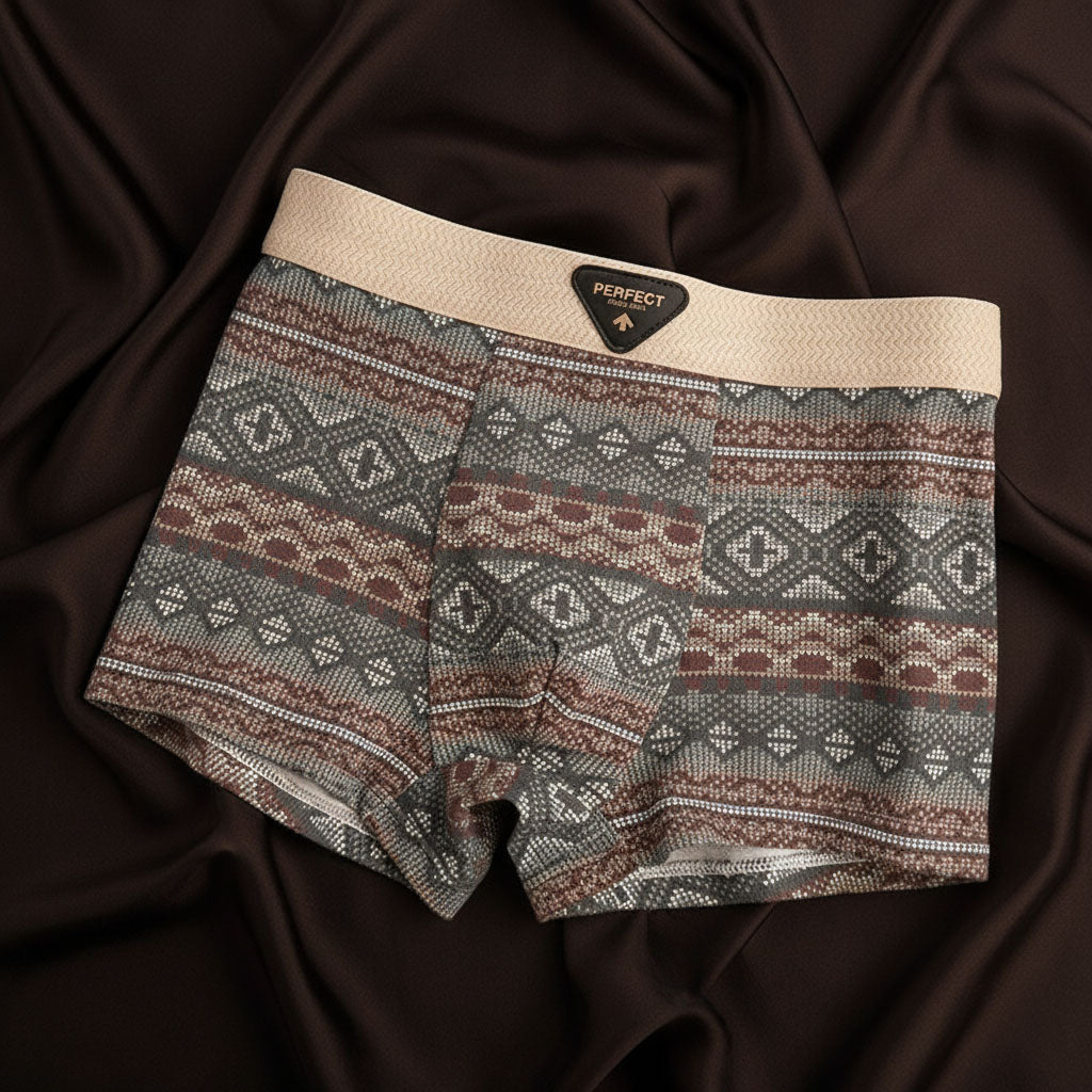 Men's Cotton Blend Boxer Shorts with Knitted Pattern, Wide Waistband