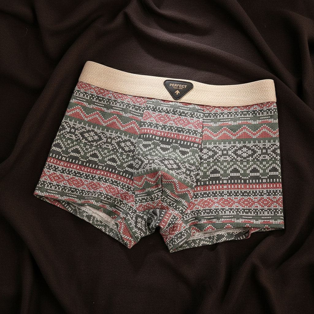 Men's Cotton Blend Boxer Shorts with Knitted Pattern, Wide Waistband