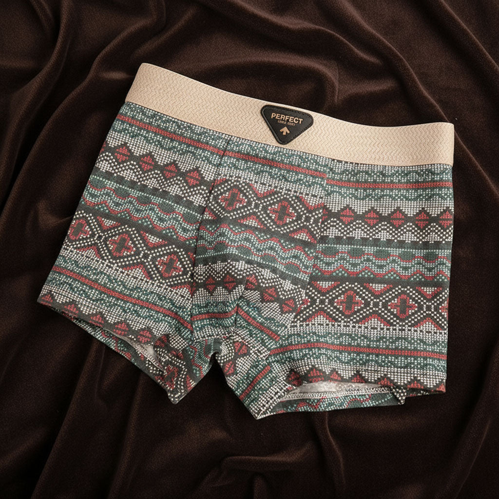 Men's Cotton Blend Boxer Shorts with Knitted Pattern, Wide Waistband