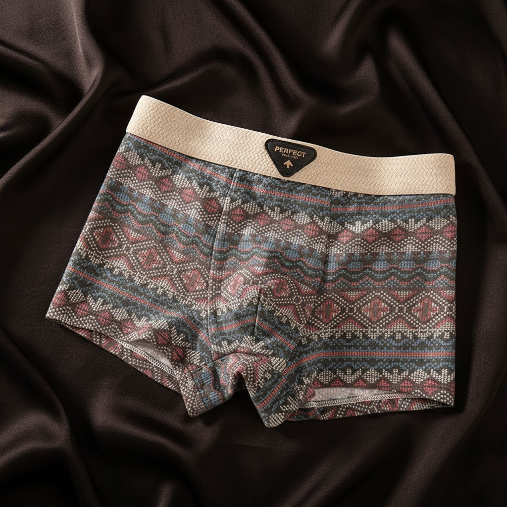 Men's Cotton Blend Boxer Shorts with Knitted Pattern, Wide Waistband