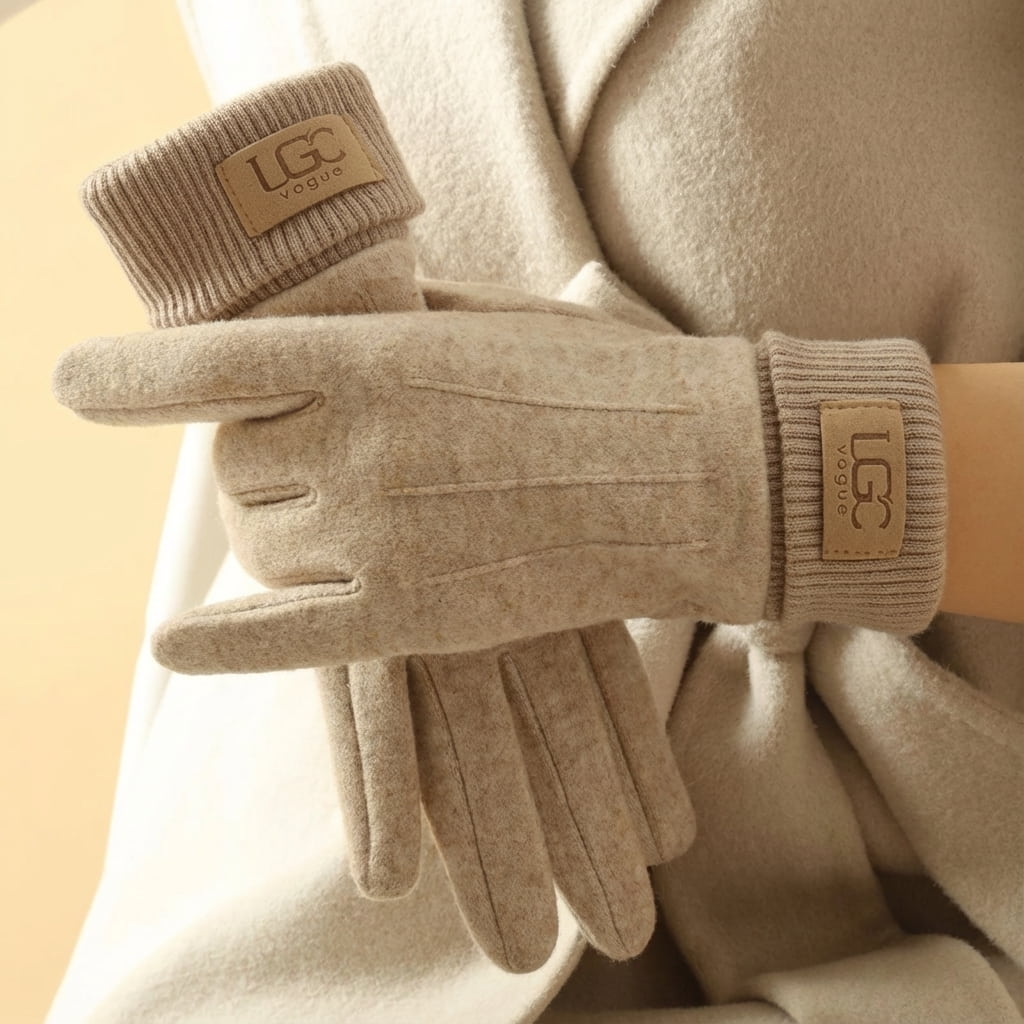 Cashmere-Wool Blend Gloves with Touchscreen Function, Long Ribbed Cuffs