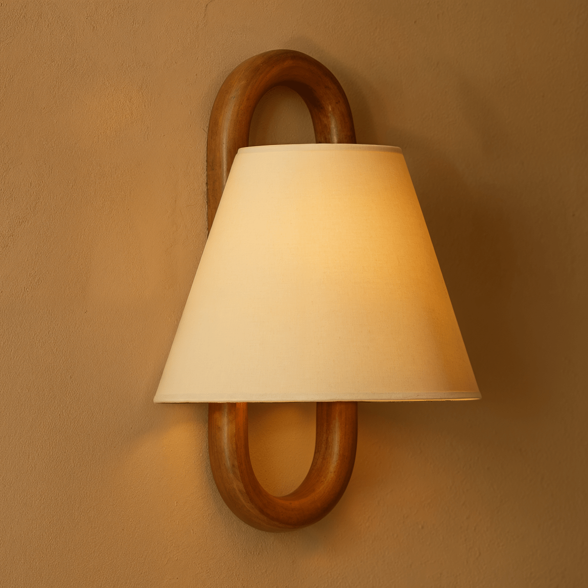 Bolania | Wandleuchte - Holz & Textil - Minimalistisches Vintage Design - Warmes diffuses Licht