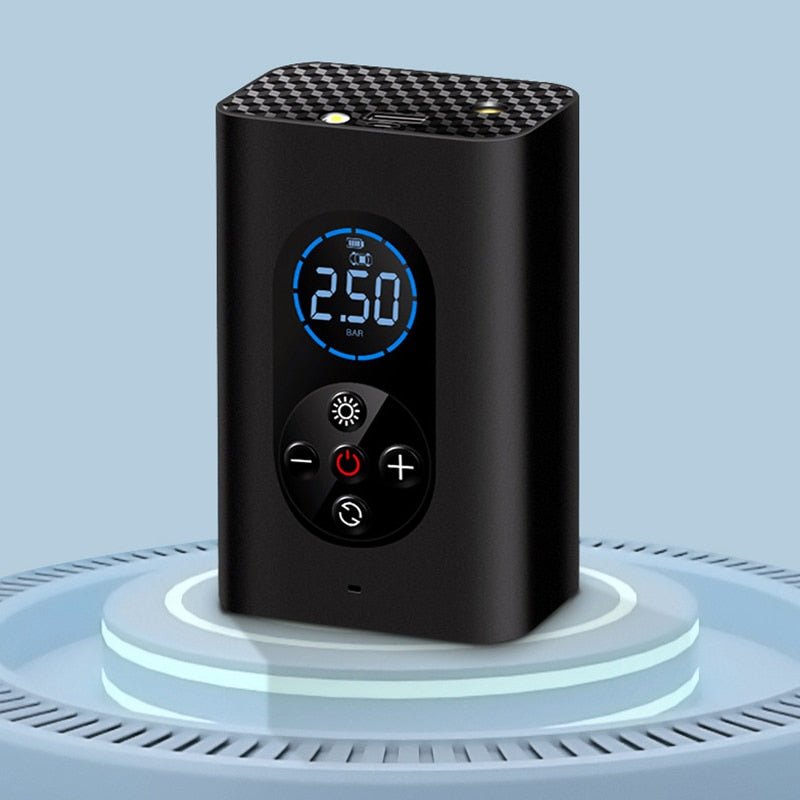 Akku-Luftpumpe Tragbar mit Digital-Display Auto-Stopp 150 PSI für Auto Motorrad Fahrrad und Bälle USB-C Aufladbar mit LED-Licht - Bolania
