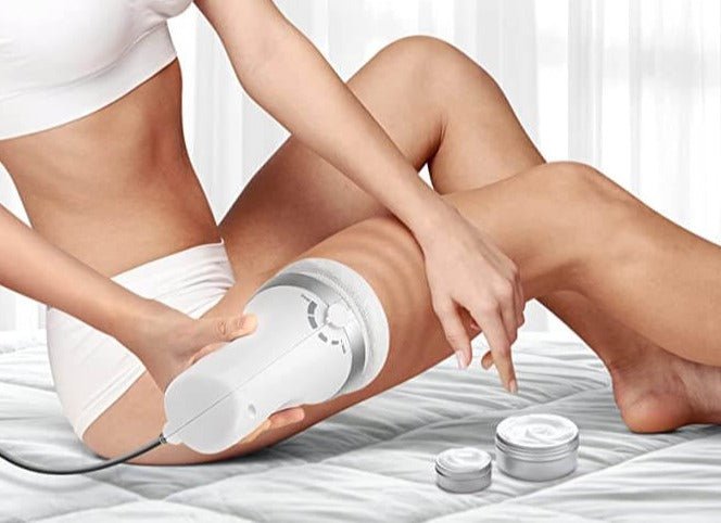 Akku - Massagegerät mit Rotierendem Massagekopf Mehreren Stufen und Frottee - Aufsatz für Nacken Rücken und Beine - Bolania