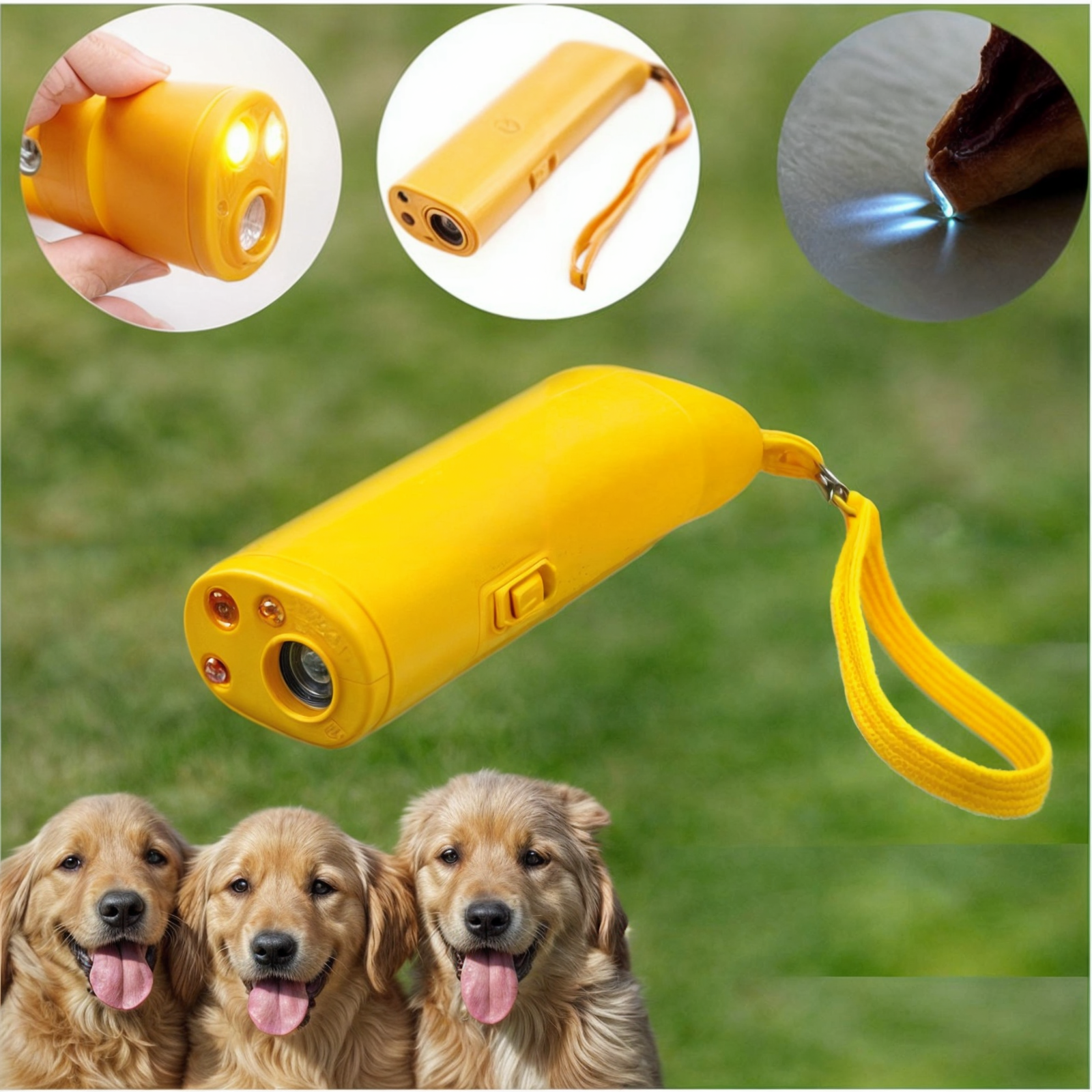 Ultrasonic Anti-Bark Device for Dogs Training Aid with LED Flashlight Range up to 5 Meters Compact with Wrist Strap