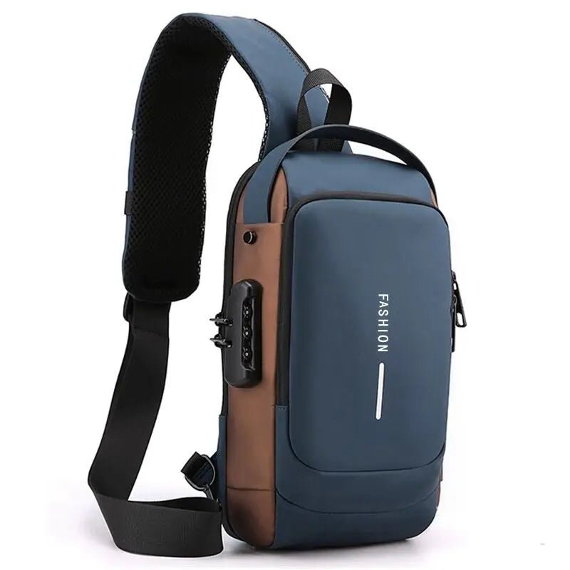 Anti - Diebstahl Crossbody - Tasche mit Zahlenschloss und USB - Ladeport Wasserabweisende Sling Bag mit Versteckten Reißverschlüssen - Bolania