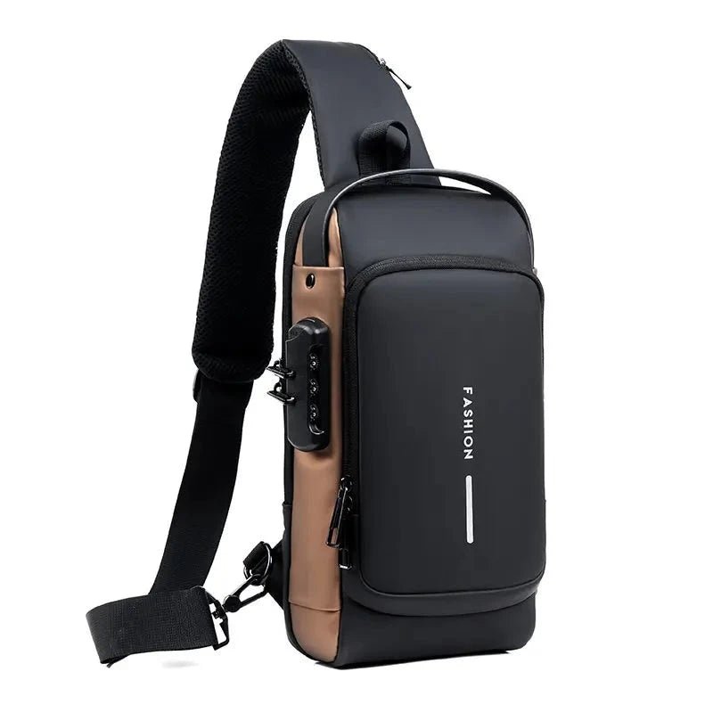 Anti - Diebstahl Crossbody - Tasche mit Zahlenschloss und USB - Ladeport Wasserabweisende Sling Bag mit Versteckten Reißverschlüssen - Bolania