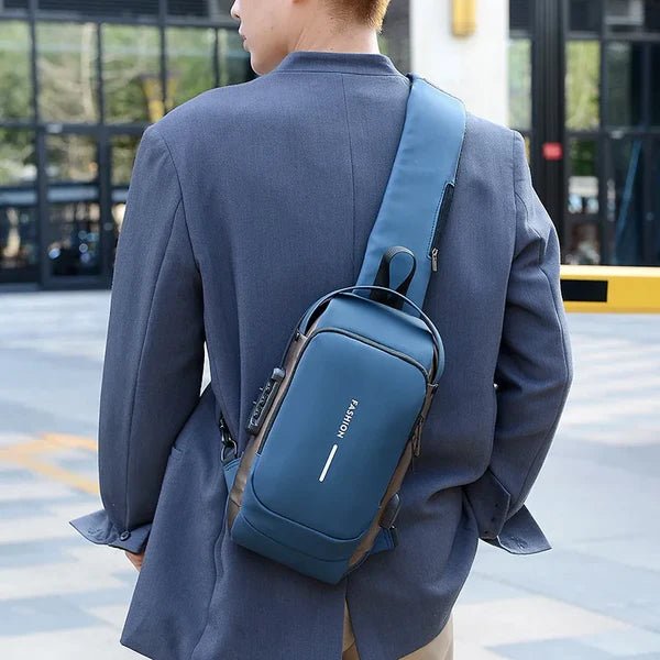Anti - Diebstahl Crossbody - Tasche mit Zahlenschloss und USB - Ladeport Wasserabweisende Sling Bag mit Versteckten Reißverschlüssen - Bolania