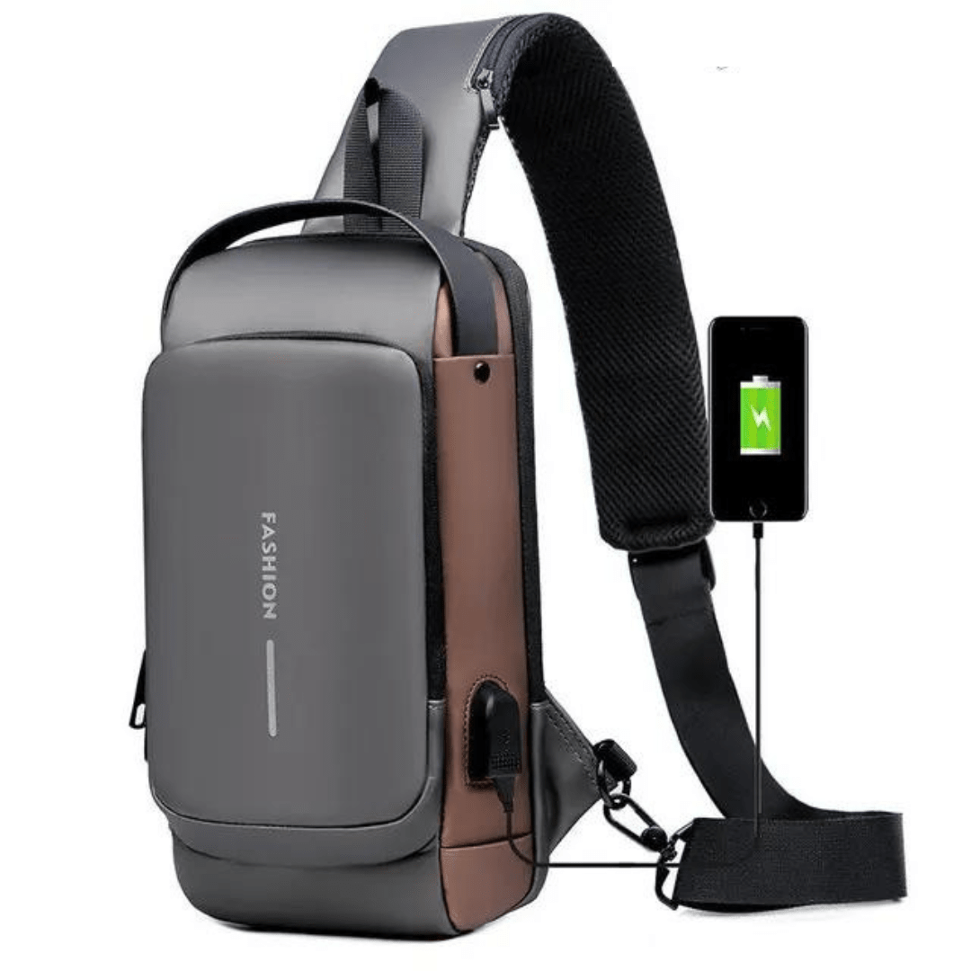 Anti - Diebstahl Crossbody - Tasche mit Zahlenschloss und USB - Ladeport Wasserabweisende Sling Bag mit Versteckten Reißverschlüssen - Bolania