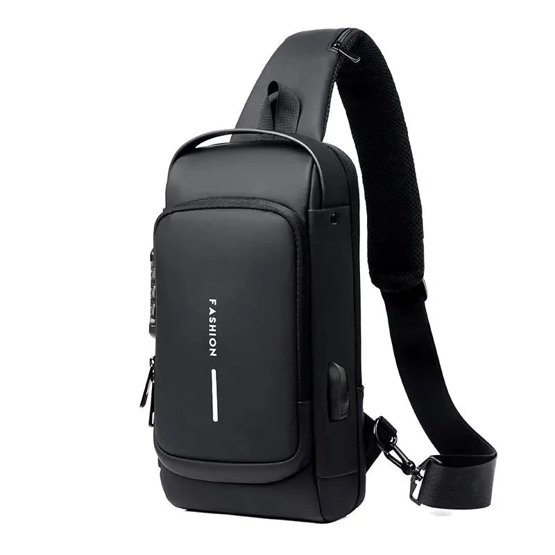 Anti - Diebstahl Crossbody - Tasche mit Zahlenschloss und USB - Ladeport Wasserabweisende Sling Bag mit Versteckten Reißverschlüssen - Bolania