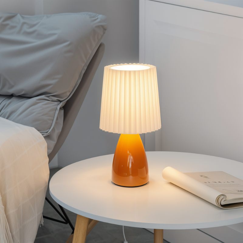 Bolania | Tischleuchte - Mid-Century - Plissierter Schirm & LED-Beleuchtung