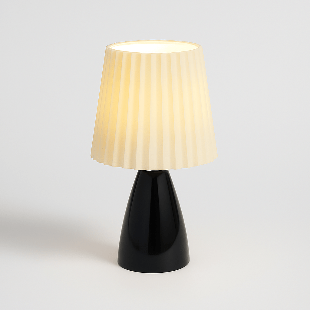Bolania | Tischleuchte - Mid-Century - Plissierter Schirm & LED-Beleuchtung