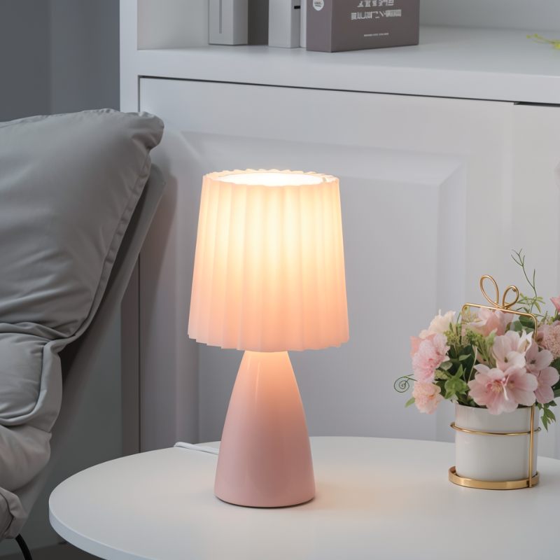 Bolania | Tischleuchte - Mid-Century - Plissierter Schirm & LED-Beleuchtung