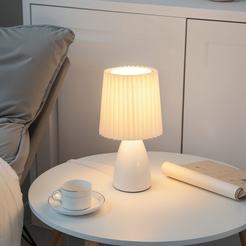 Bolania | Tischleuchte - Mid-Century - Plissierter Schirm & LED-Beleuchtung