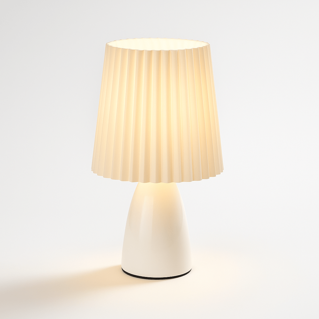 Bolania | Tischleuchte - Mid-Century - Plissierter Schirm & LED-Beleuchtung