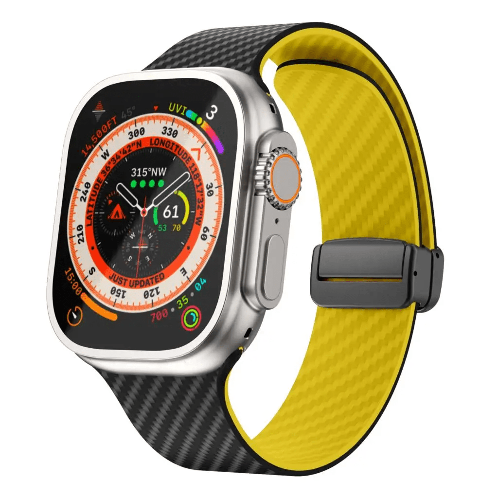 Apple Watch Armband in Carbon - Optik aus Silikon mit Magnetischer Klappschließe Schweißresistent für Sport und Alltag - Bolania