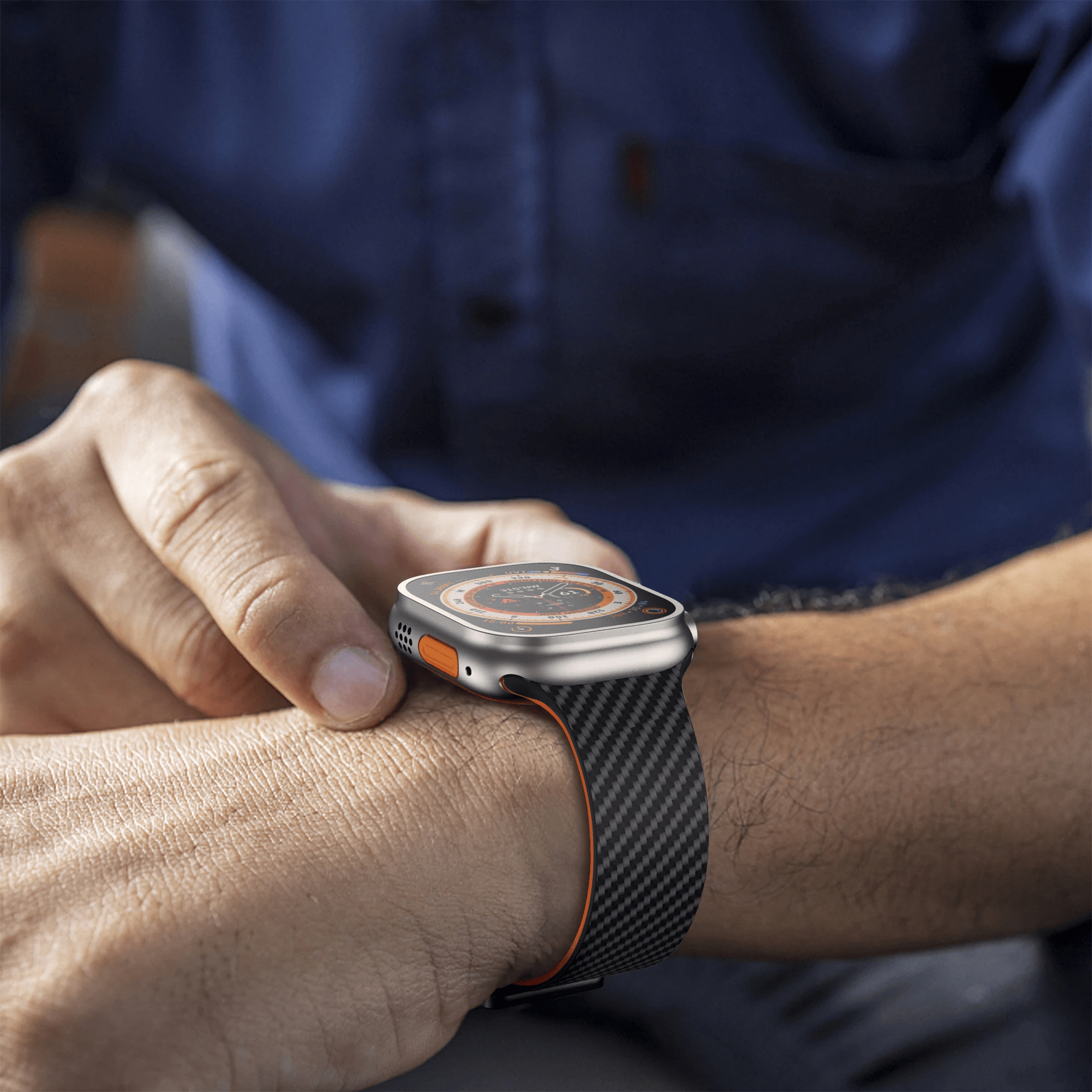 Apple Watch Armband in Carbon - Optik aus Silikon mit Magnetischer Klappschließe Schweißresistent für Sport und Alltag - Bolania