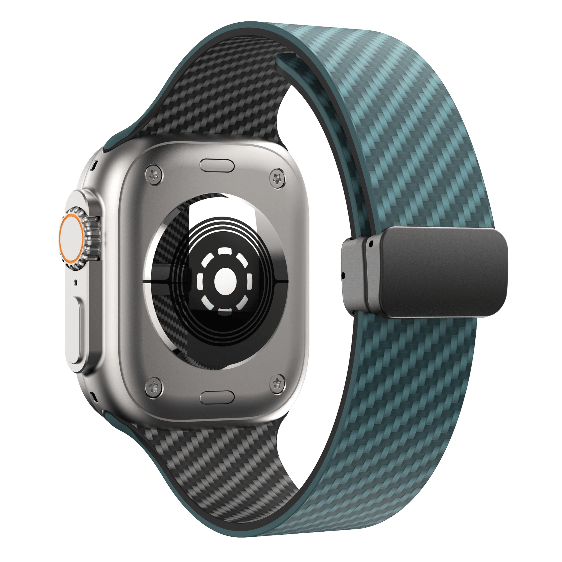 Apple Watch Armband in Carbon - Optik aus Silikon mit Magnetischer Klappschließe Schweißresistent für Sport und Alltag - Bolania