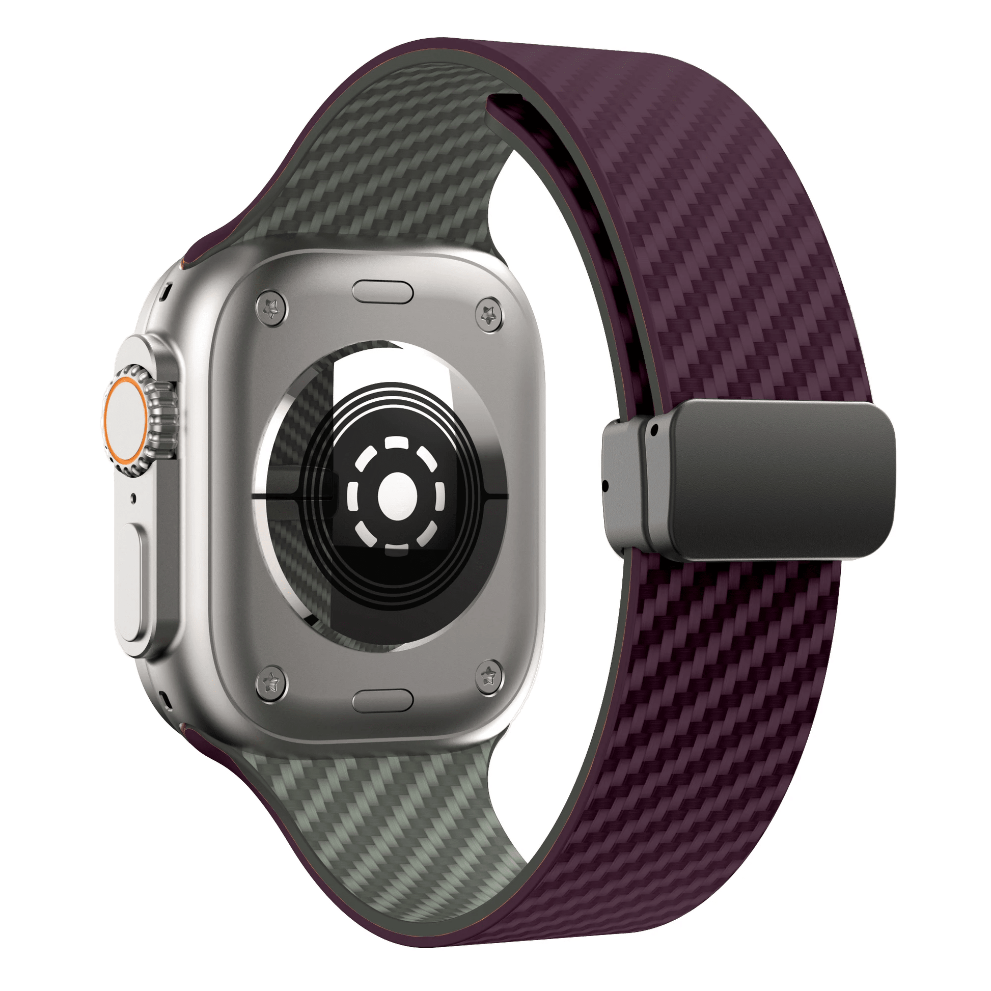 Apple Watch Armband in Carbon - Optik aus Silikon mit Magnetischer Klappschließe Schweißresistent für Sport und Alltag - Bolania