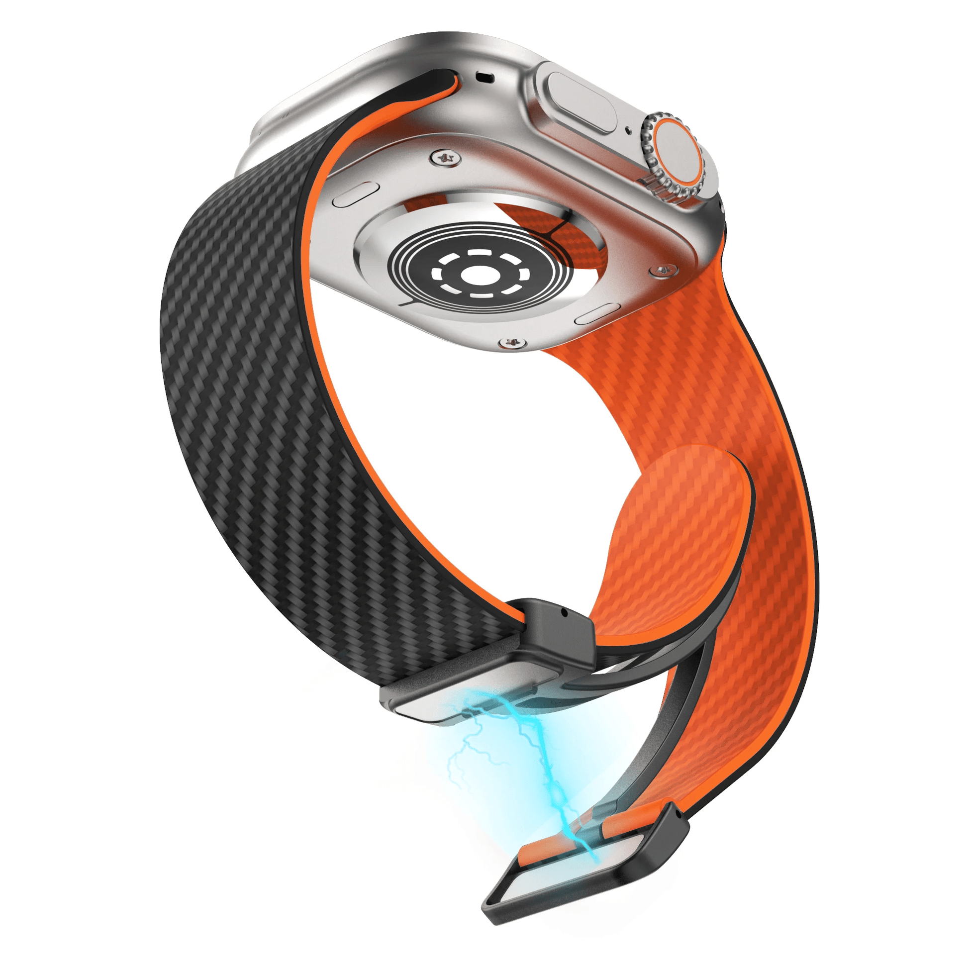 Apple Watch Armband in Carbon - Optik aus Silikon mit Magnetischer Klappschließe Schweißresistent für Sport und Alltag - Bolania