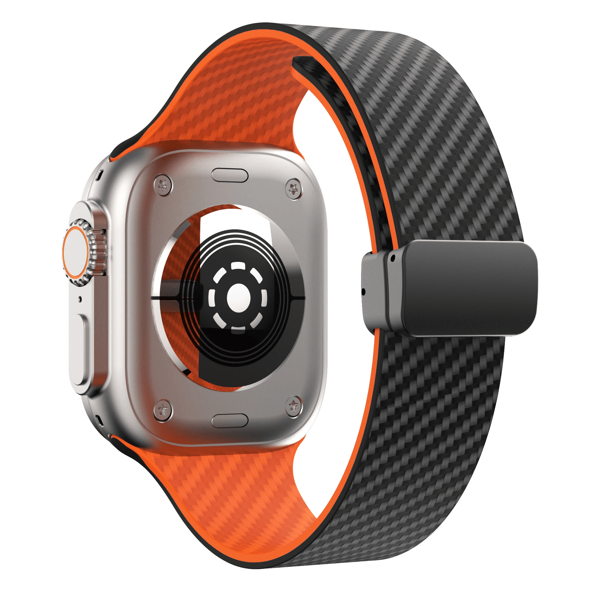 Apple Watch Armband in Carbon - Optik aus Silikon mit Magnetischer Klappschließe Schweißresistent für Sport und Alltag - Bolania