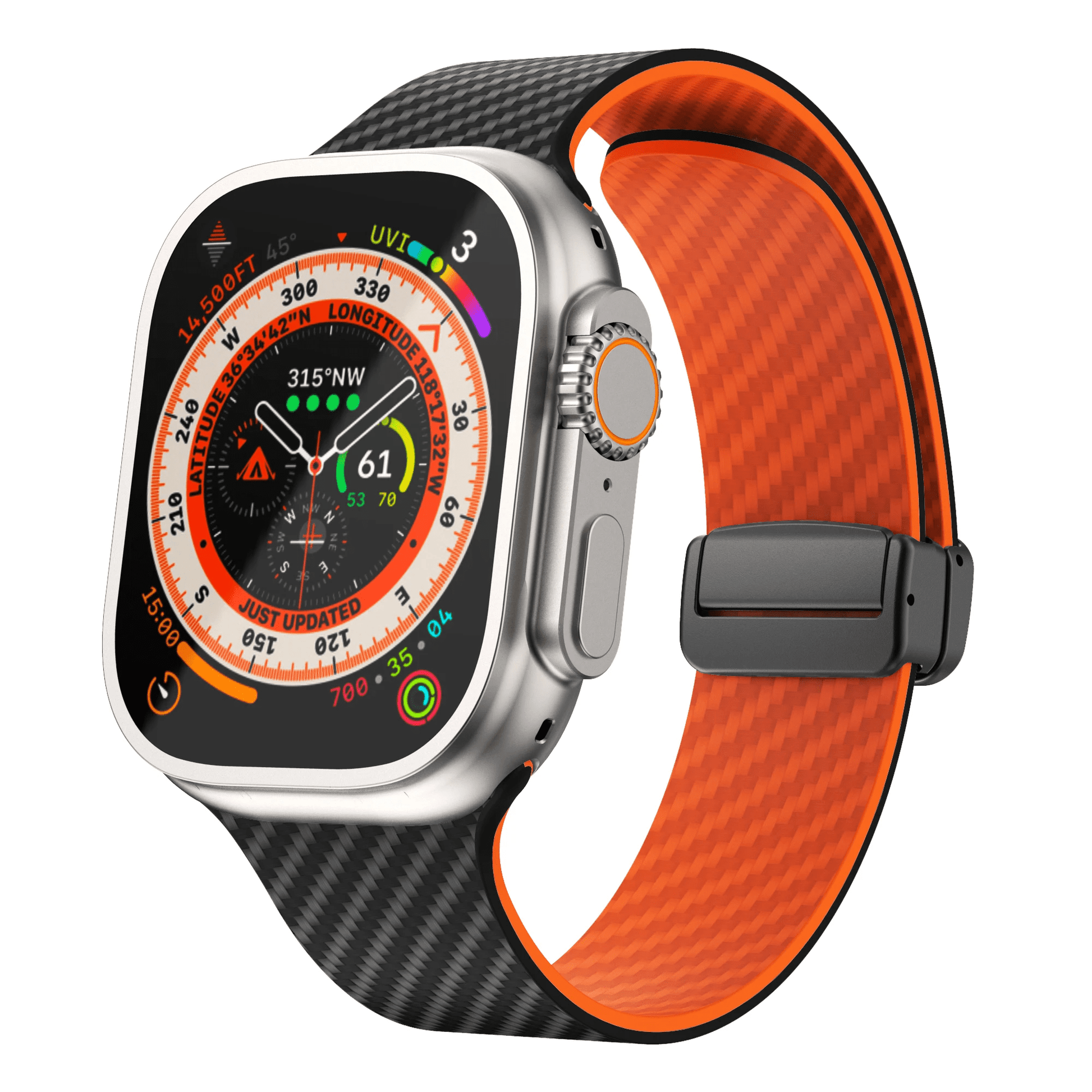 Apple Watch Armband in Carbon - Optik aus Silikon mit Magnetischer Klappschließe Schweißresistent für Sport und Alltag - Bolania
