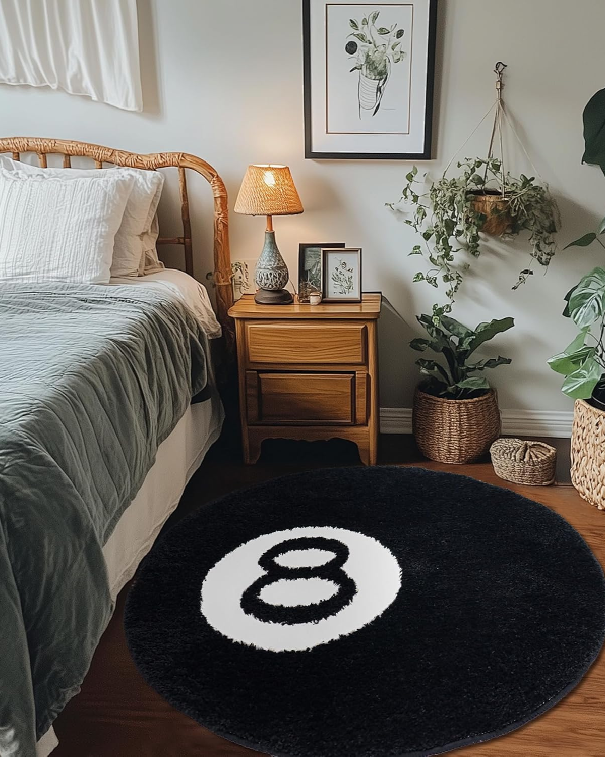 Ébène Rond Teppich – Luxuriöses Statement in Schwarz-Weiß