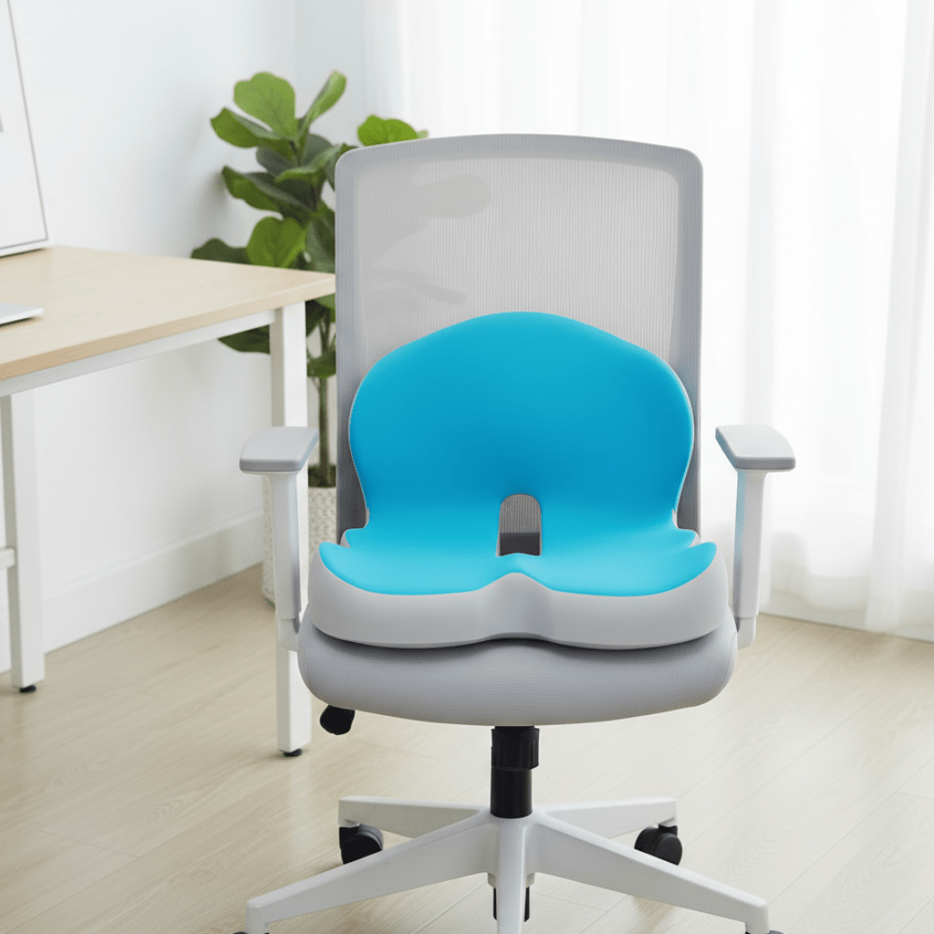 Ergonomic Memory Foam Seat Cushion with Coccyx Cut-out, Removable Cover for Office, Car, and Home