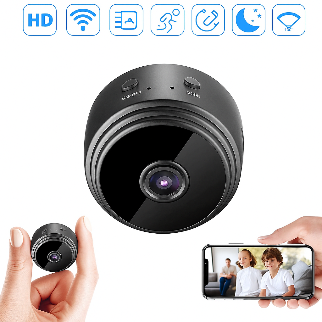 Mini WiFi Surveillance Camera with Night Vision and Motion Detection, 150° Wide Angle, Live Access via App