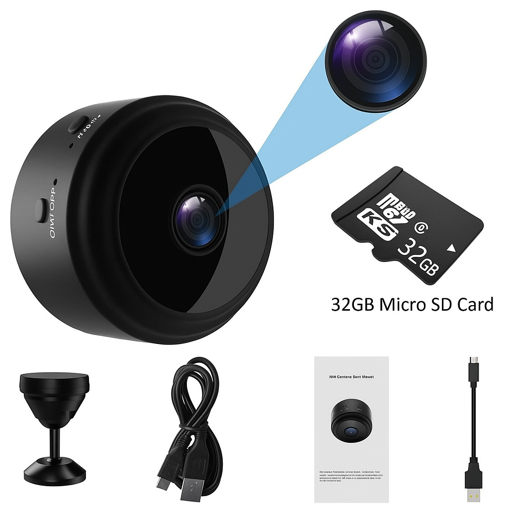 Mini WiFi Surveillance Camera with Night Vision and Motion Detection, 150° Wide Angle, Live Access via App