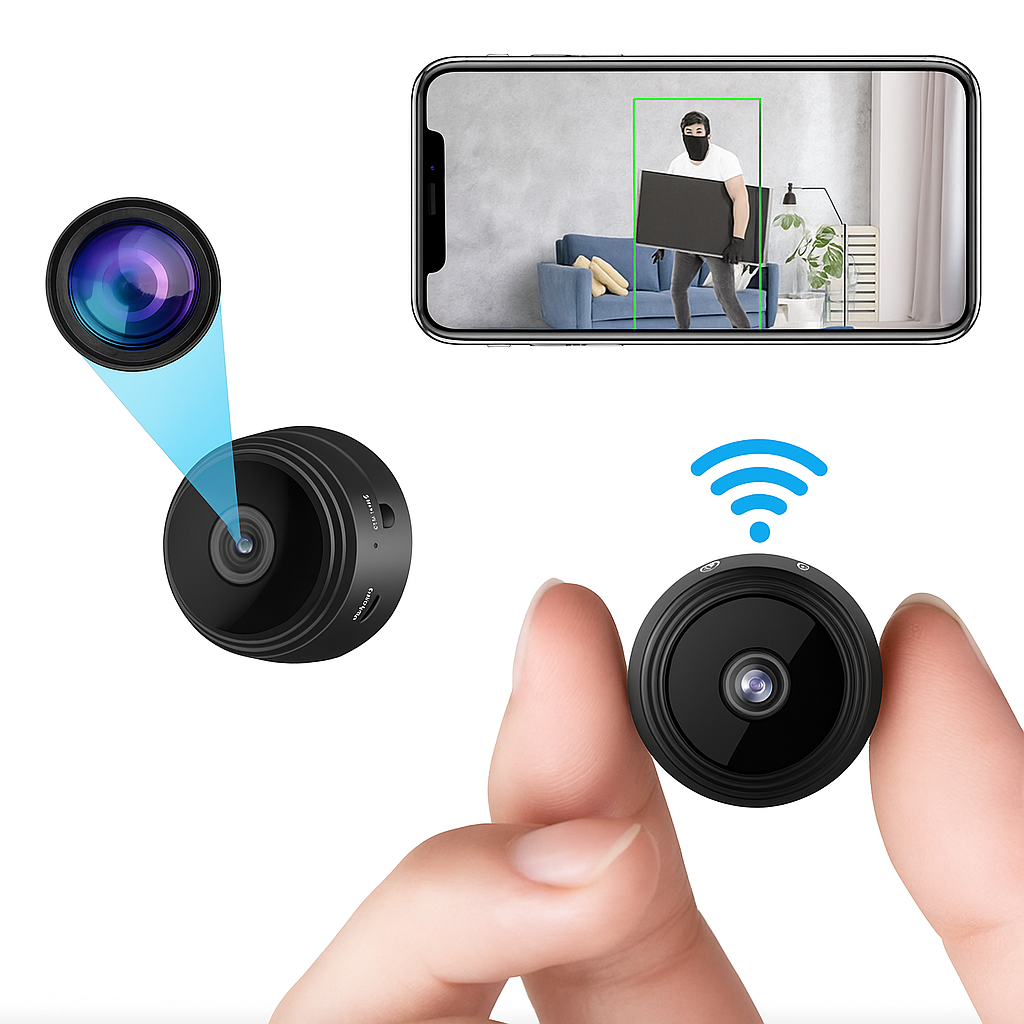 Mini WiFi Surveillance Camera with Night Vision and Motion Detection, 150° Wide Angle, Live Access via App