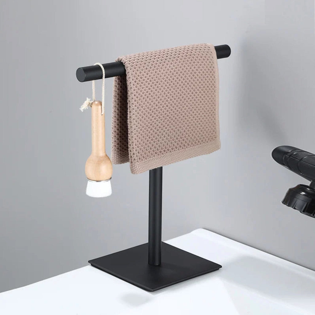 Freestanding Towel Holder with Square Base Plate, T-Shape for Washbasin and Kitchen, Matte