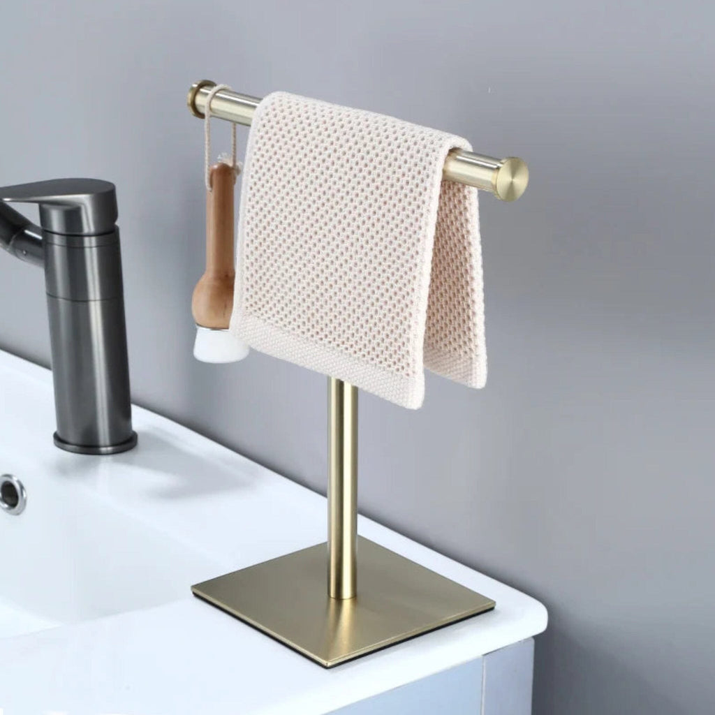 Freestanding Towel Holder with Square Base Plate, T-Shape for Washbasin and Kitchen, Matte