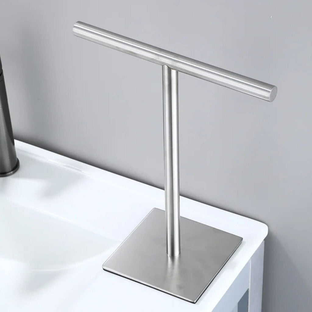 Freestanding Towel Holder with Square Base Plate, T-Shape for Washbasin and Kitchen, Matte