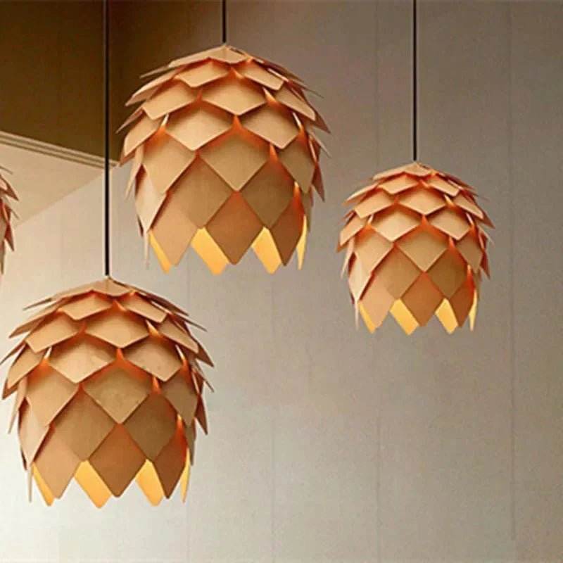 Bolania | Pendelleuchte - Pinienzapfen Design - Natürliche Holzleuchte - Bolania