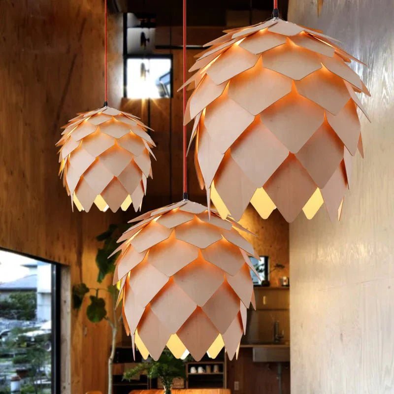 Bolania | Pendelleuchte - Pinienzapfen Design - Natürliche Holzleuchte - Bolania