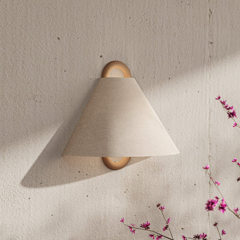 Bolania | Wandleuchte - Holz & Textil - Minimalistisches Vintage Design - Warmes diffuses Licht - Bolania
