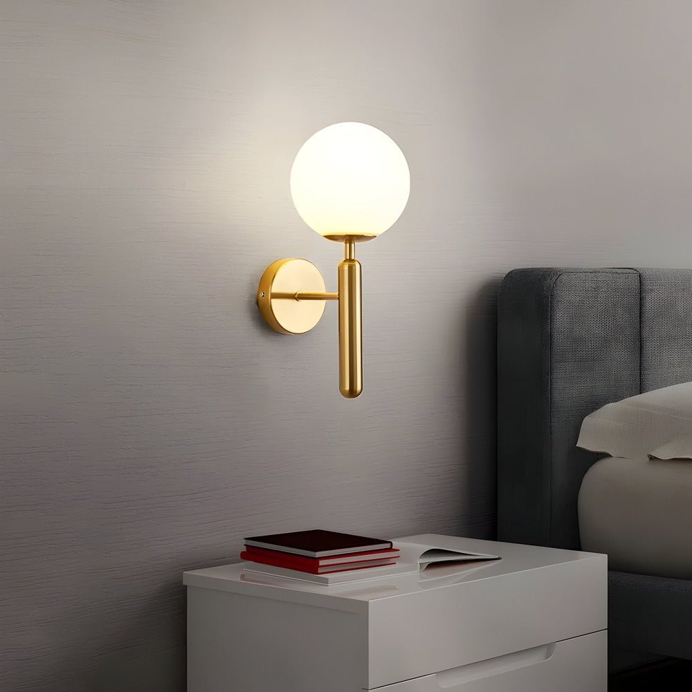 Bolania | Wandleuchte - Kupferne LED - Wandleuchte mit glänzender Kugel für die Inneneinrichtung - Bolania